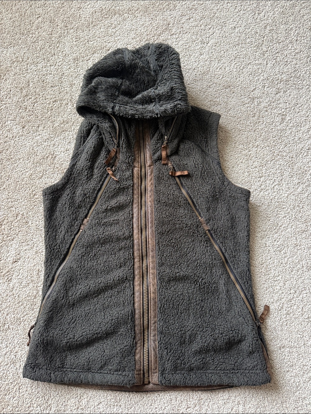 Kuhl Flight Vest Breen Brown Green Fleece Hoodie Zip Up - Picture 4 of 11